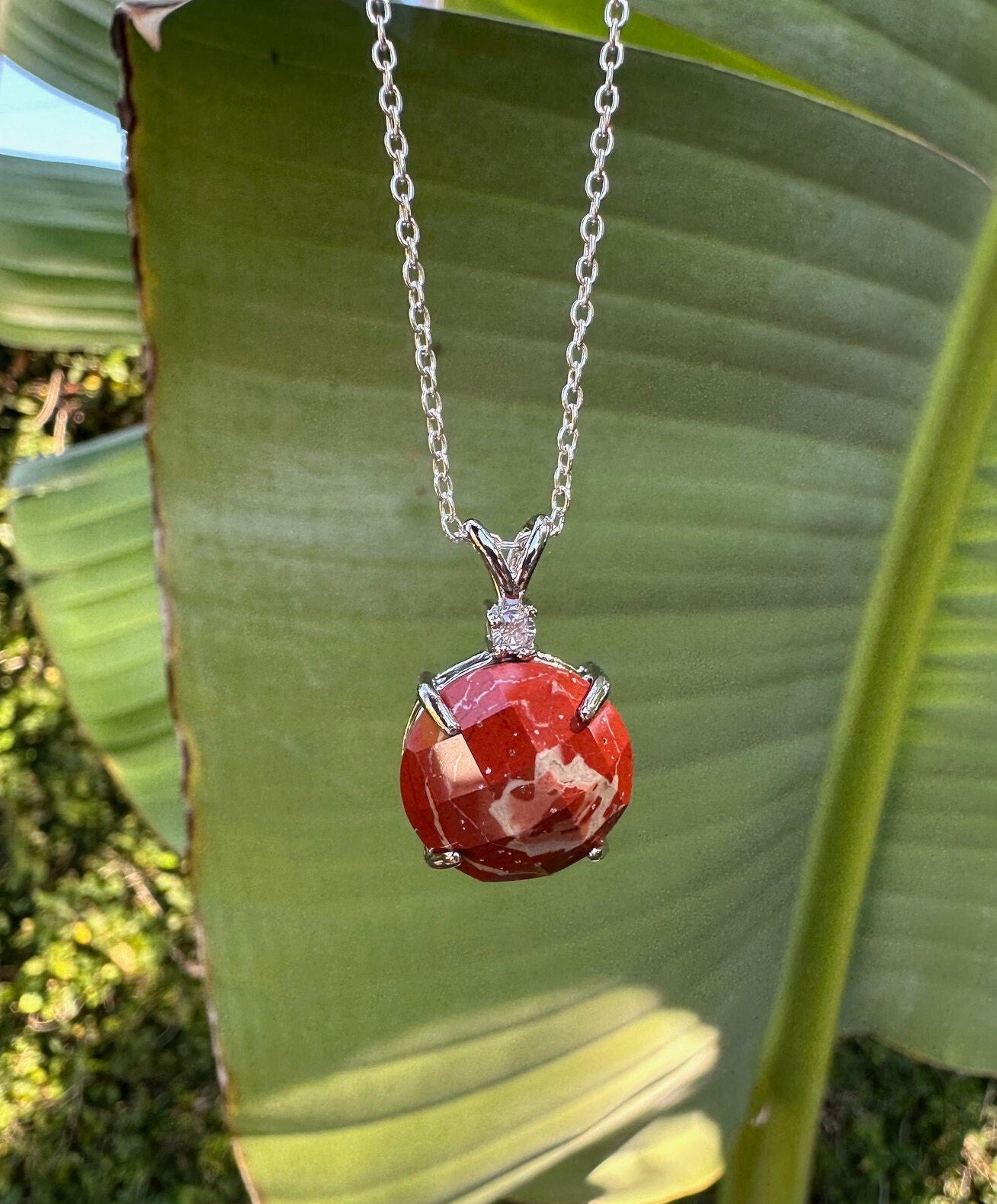 Rainbow Jasper Prism Pendant Necklace