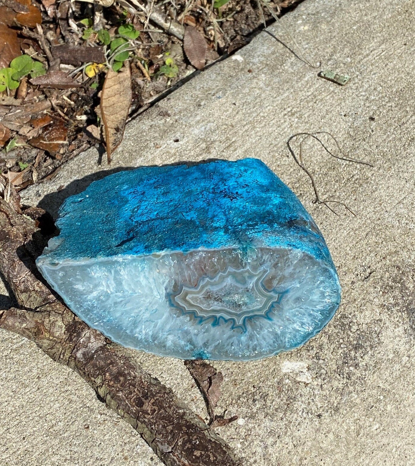 Blue Agate Stalactite Druzy Geode