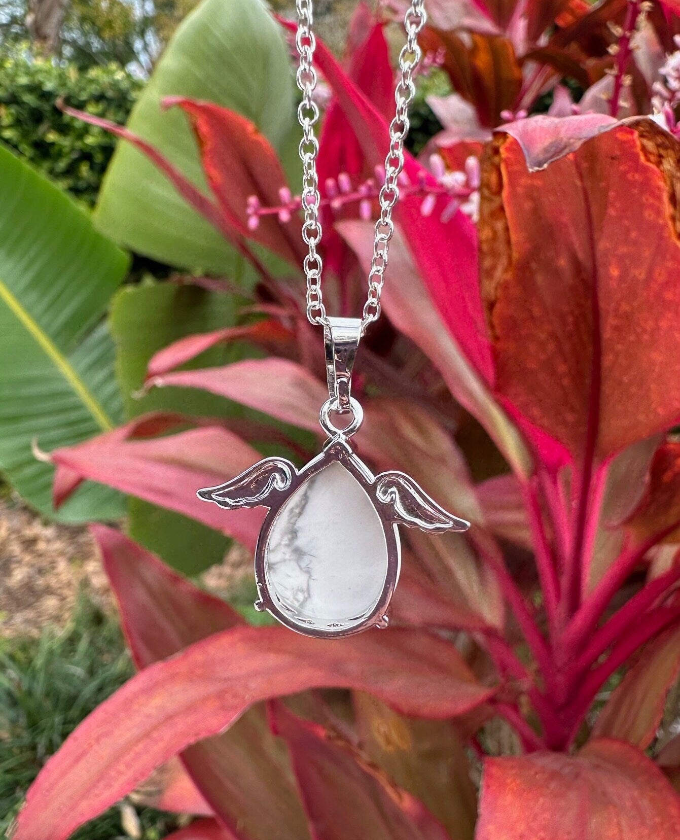 Howlite Angelic Egg Pendant Necklace