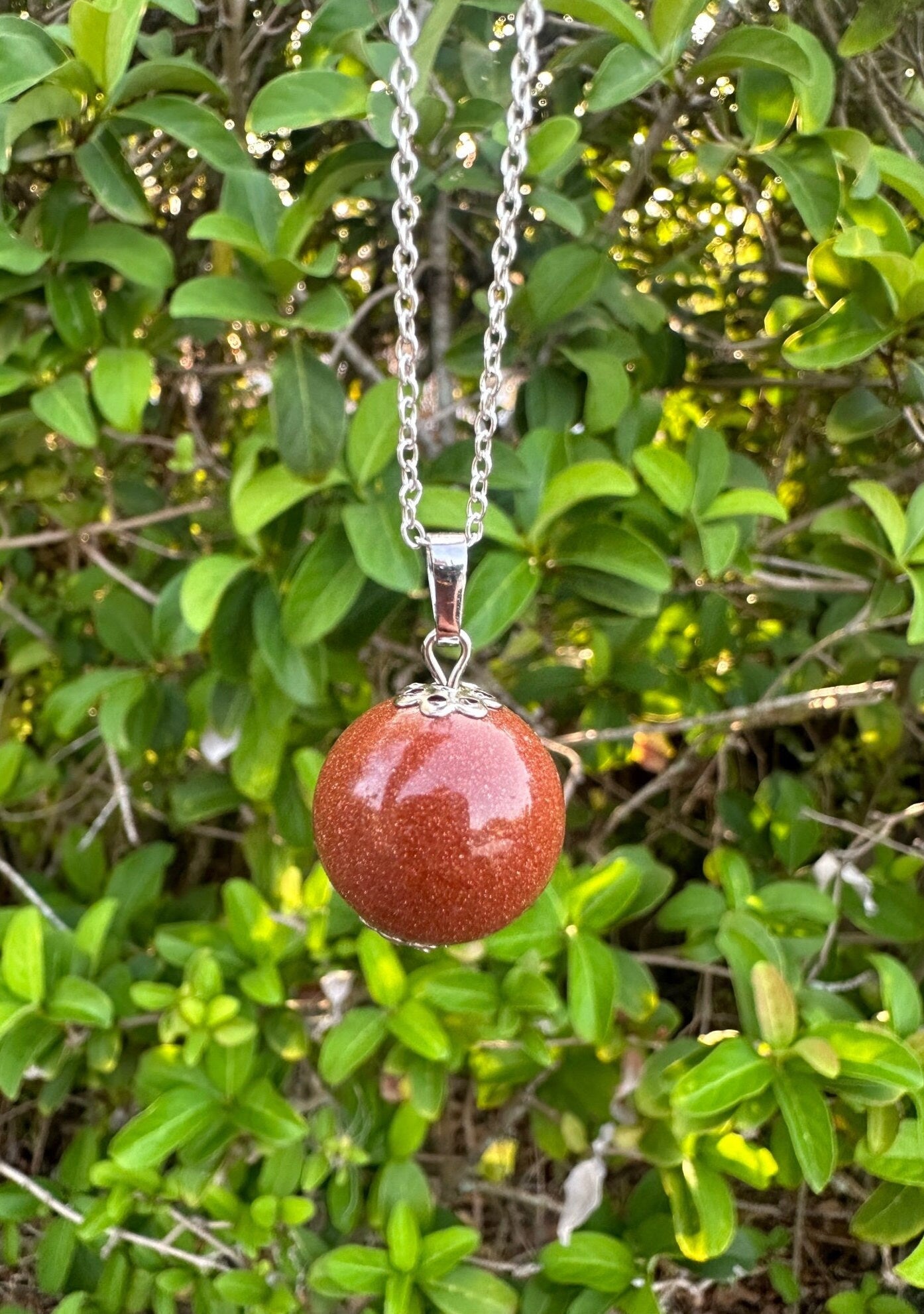 Goldstone Ball Pendant Necklace