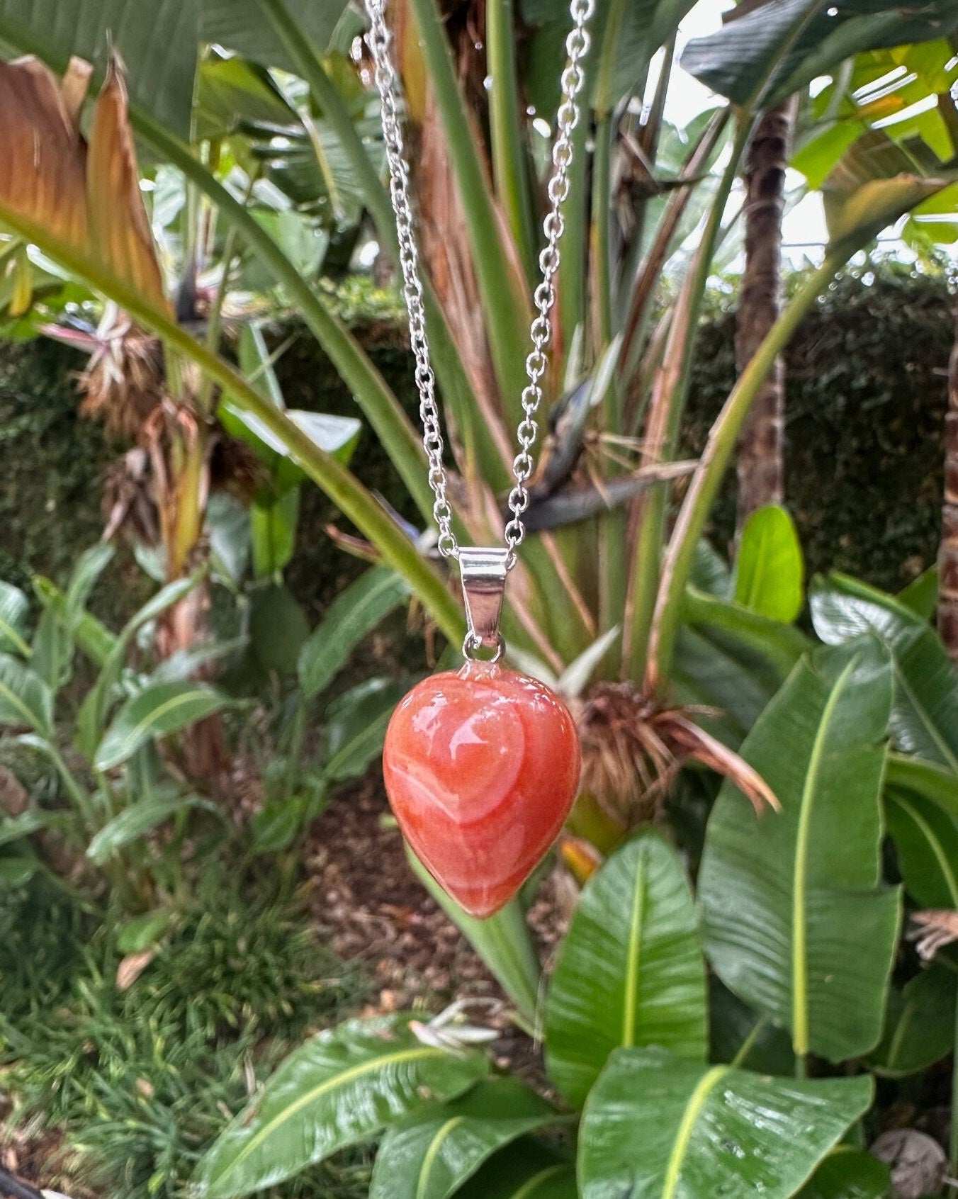Red Agate Acorn Pendant Necklace