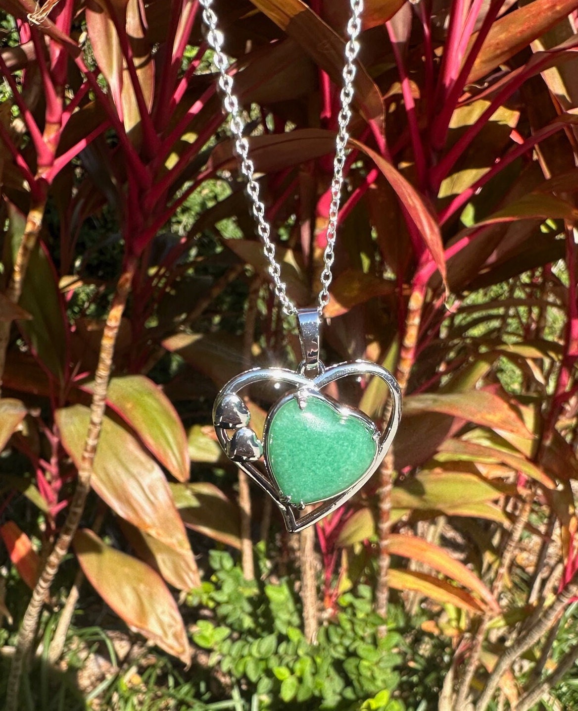 Green Aventurine Heart Pendant Necklace