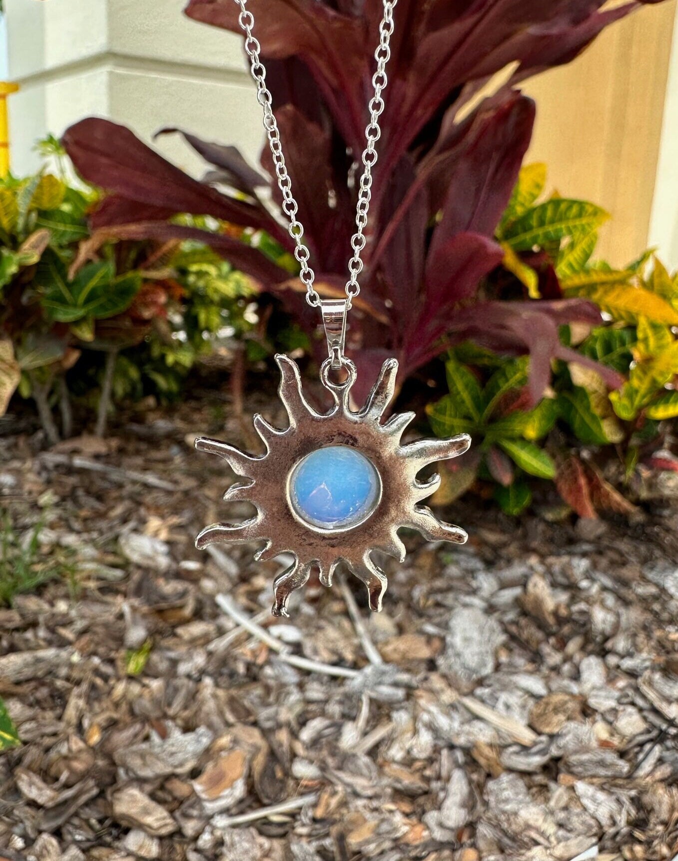 Opalite Sun Pendant Necklace