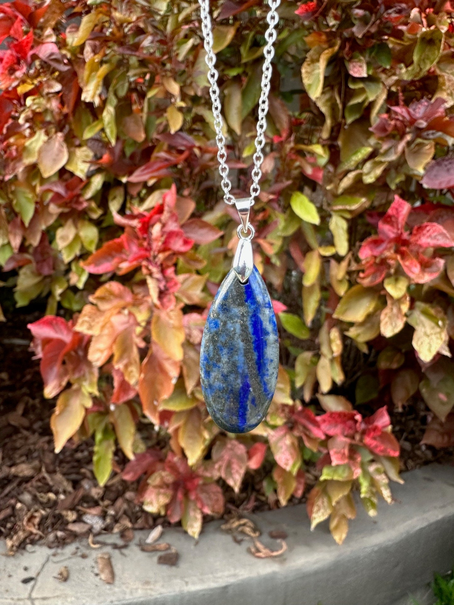 Lapis Lazuli Teardrop Pendant Necklace