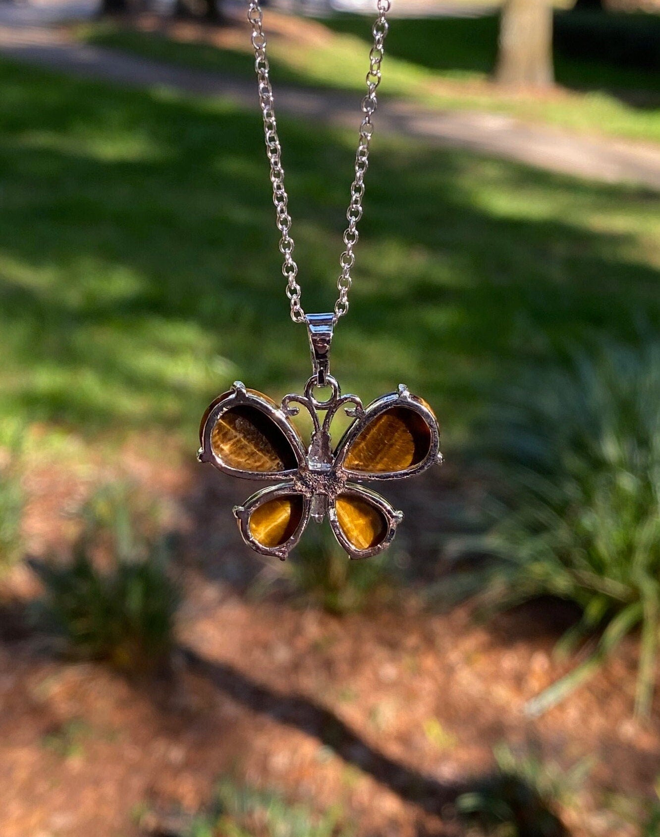 Tiger Eye Butterfly Necklace