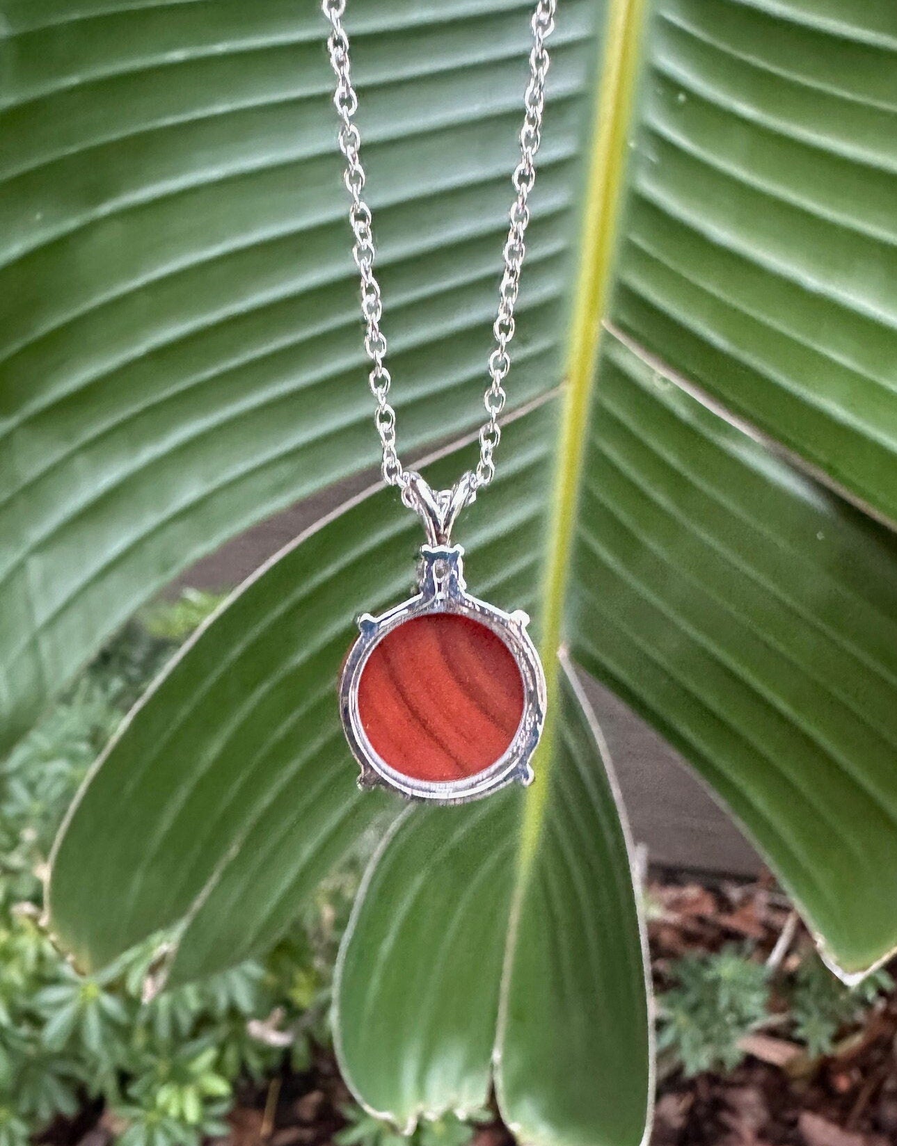 Red Agate Prism Pendant Necklace