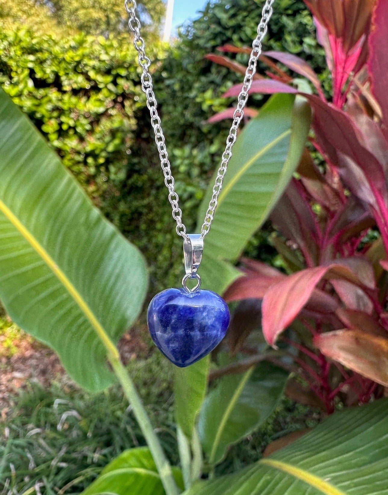 Sodalite Heart Pendant Necklace