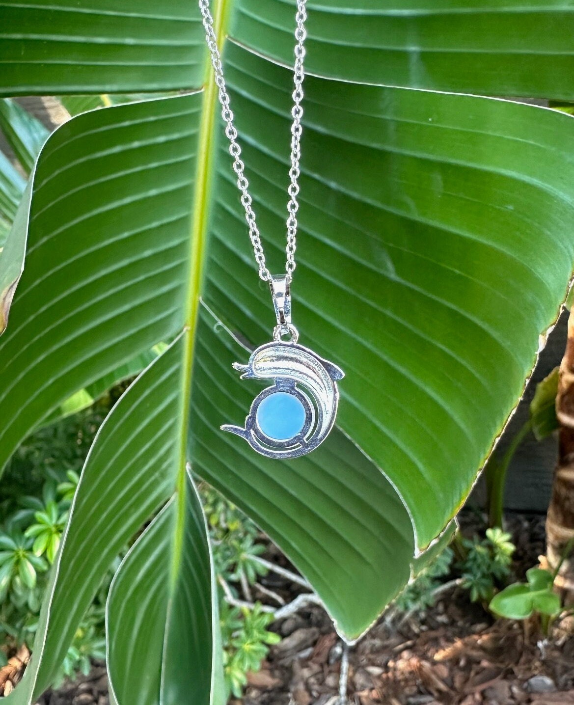 Dainty Opalite Dolphin Pendant Necklace