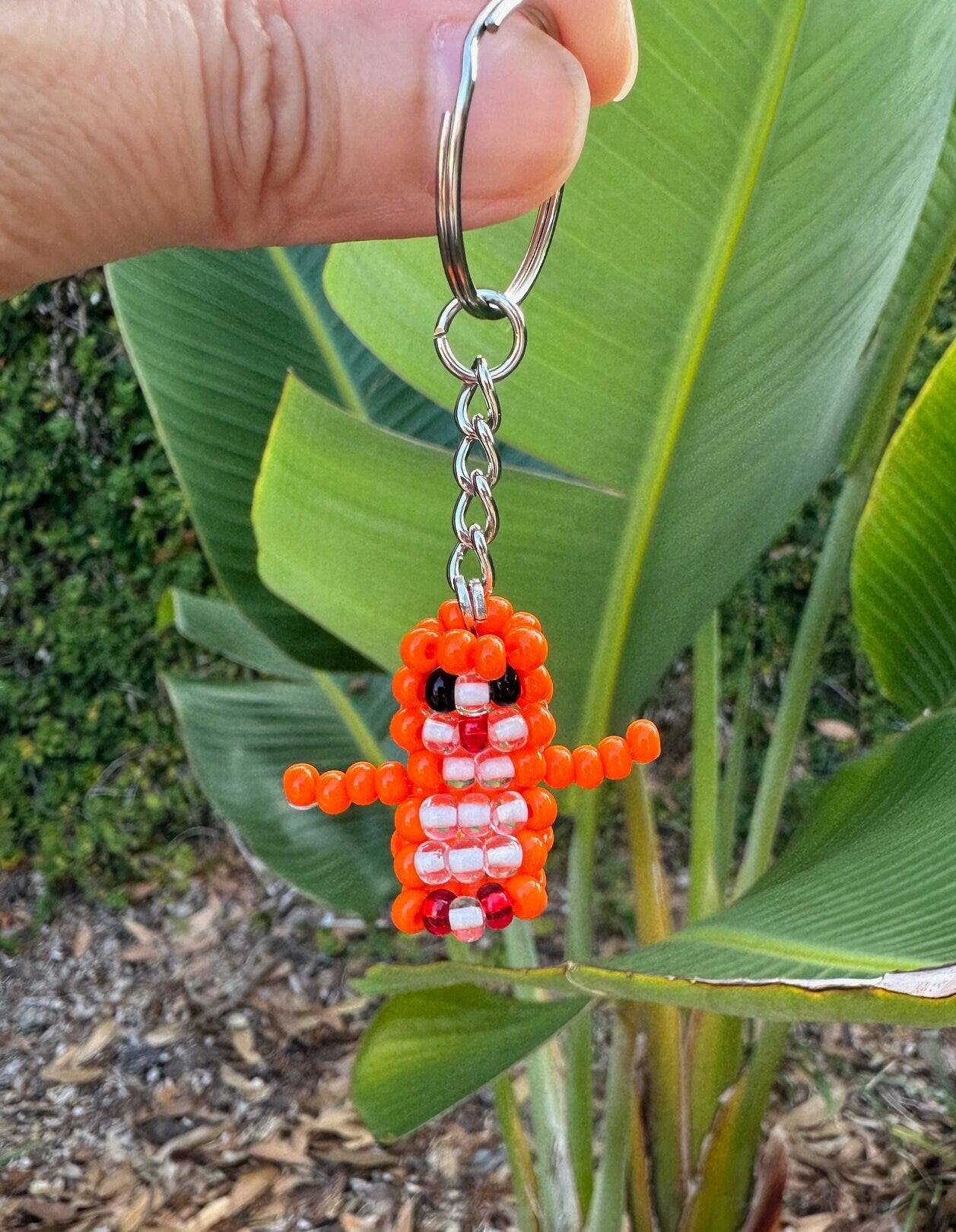Beaded Orange Monkey Keychain