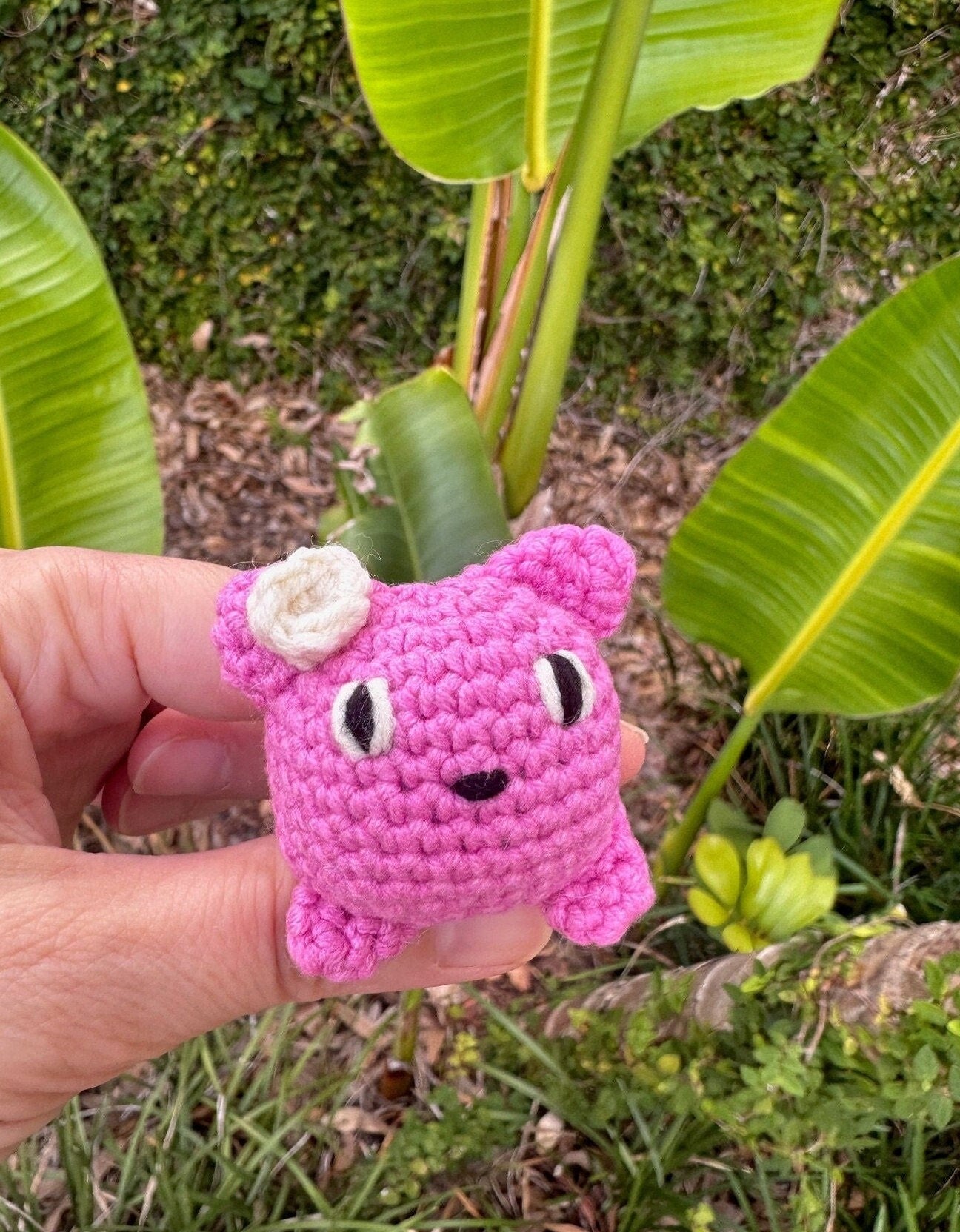 Crochet Pink Kitten Figurine
