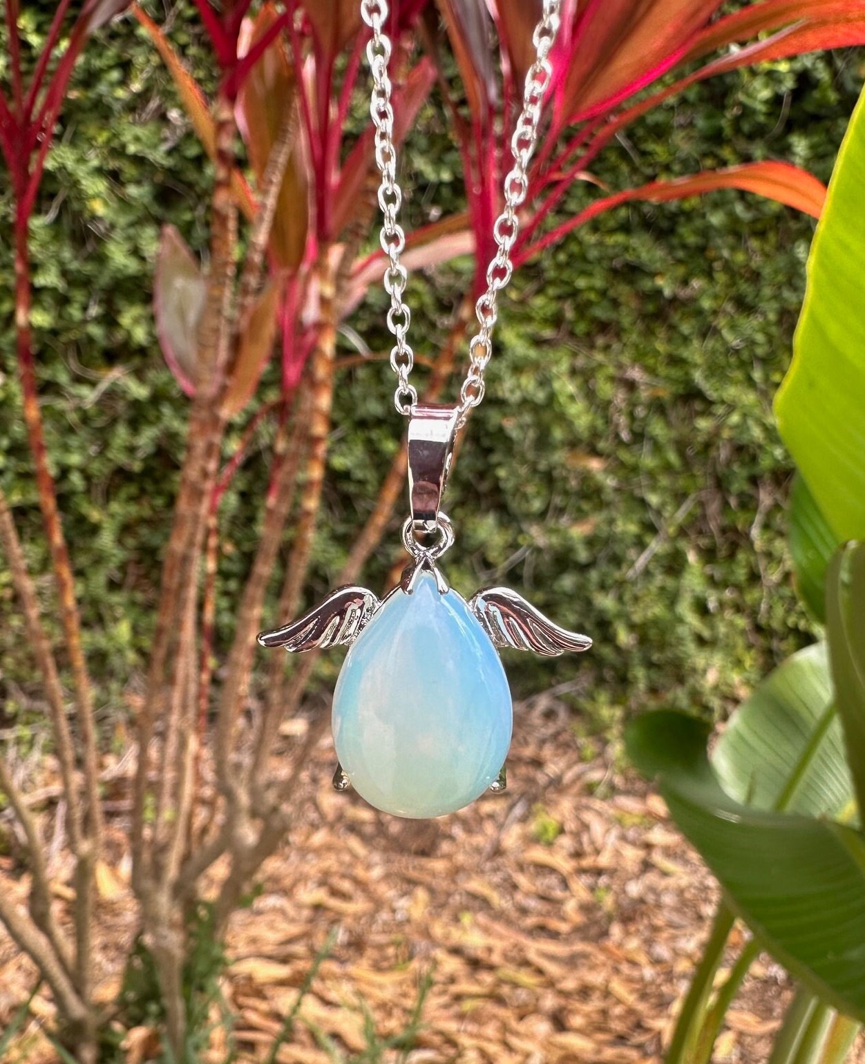 Opalite Angelic Egg Pendant Necklace
