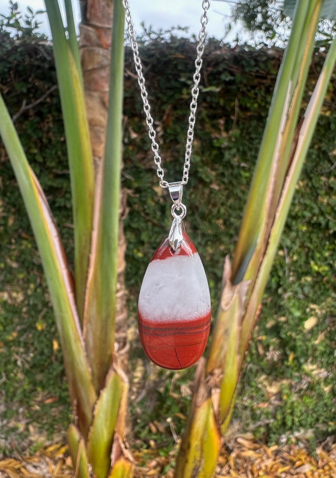 Red Jasper Teardrop Pendant Necklace