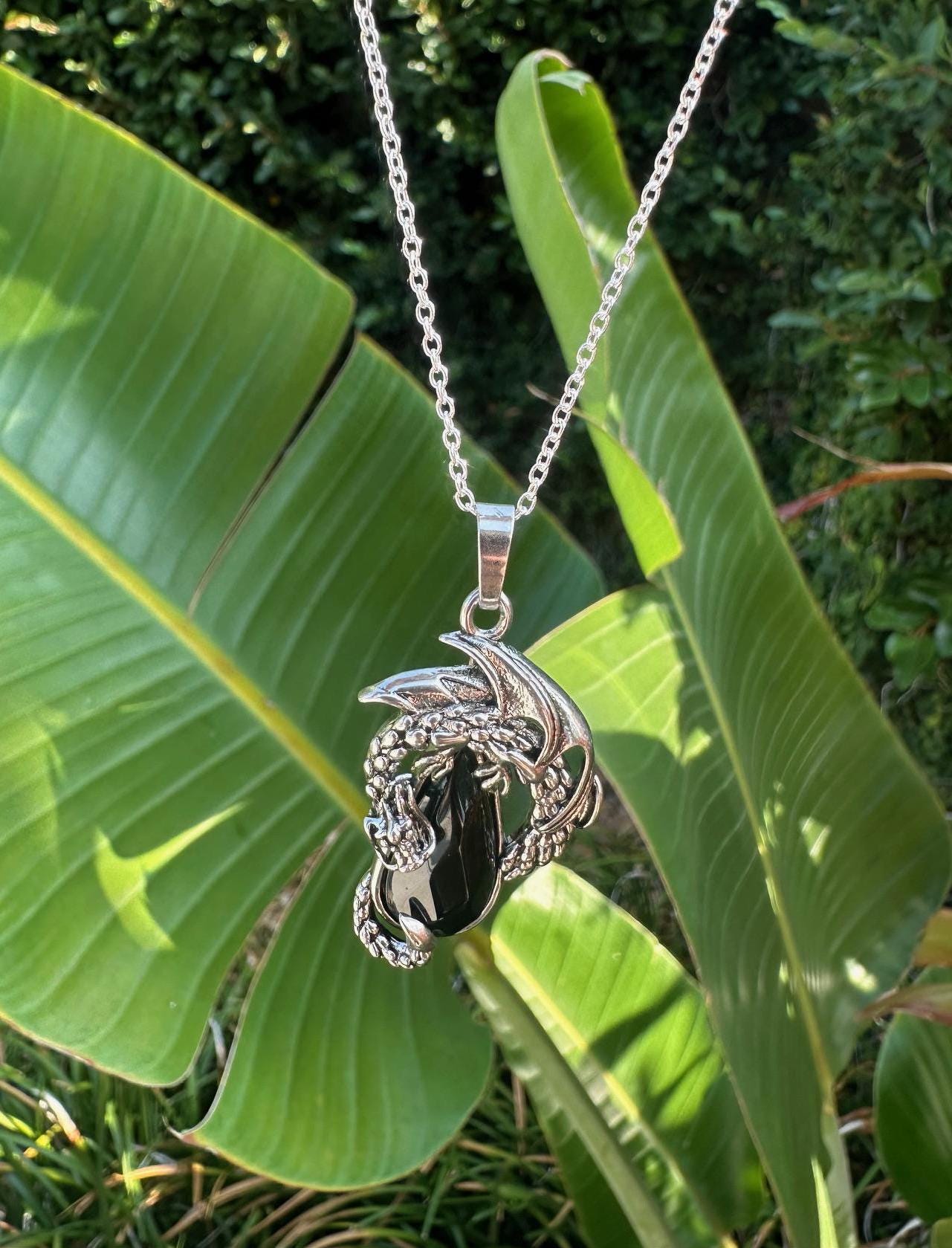 Obsidian Dragon Crawling Necklace