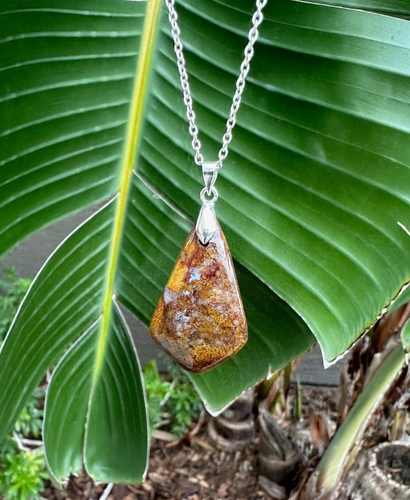 Indian Bloodstone Shield Pendant Necklace