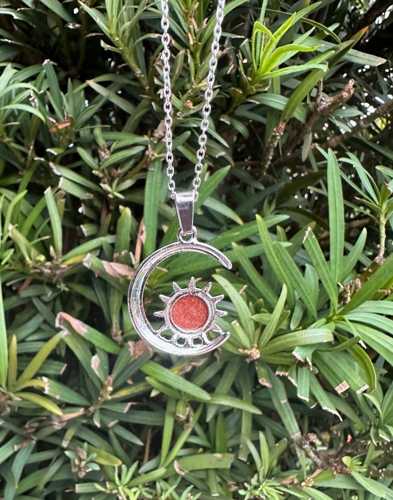 Goldstone Crescent Sun Necklace