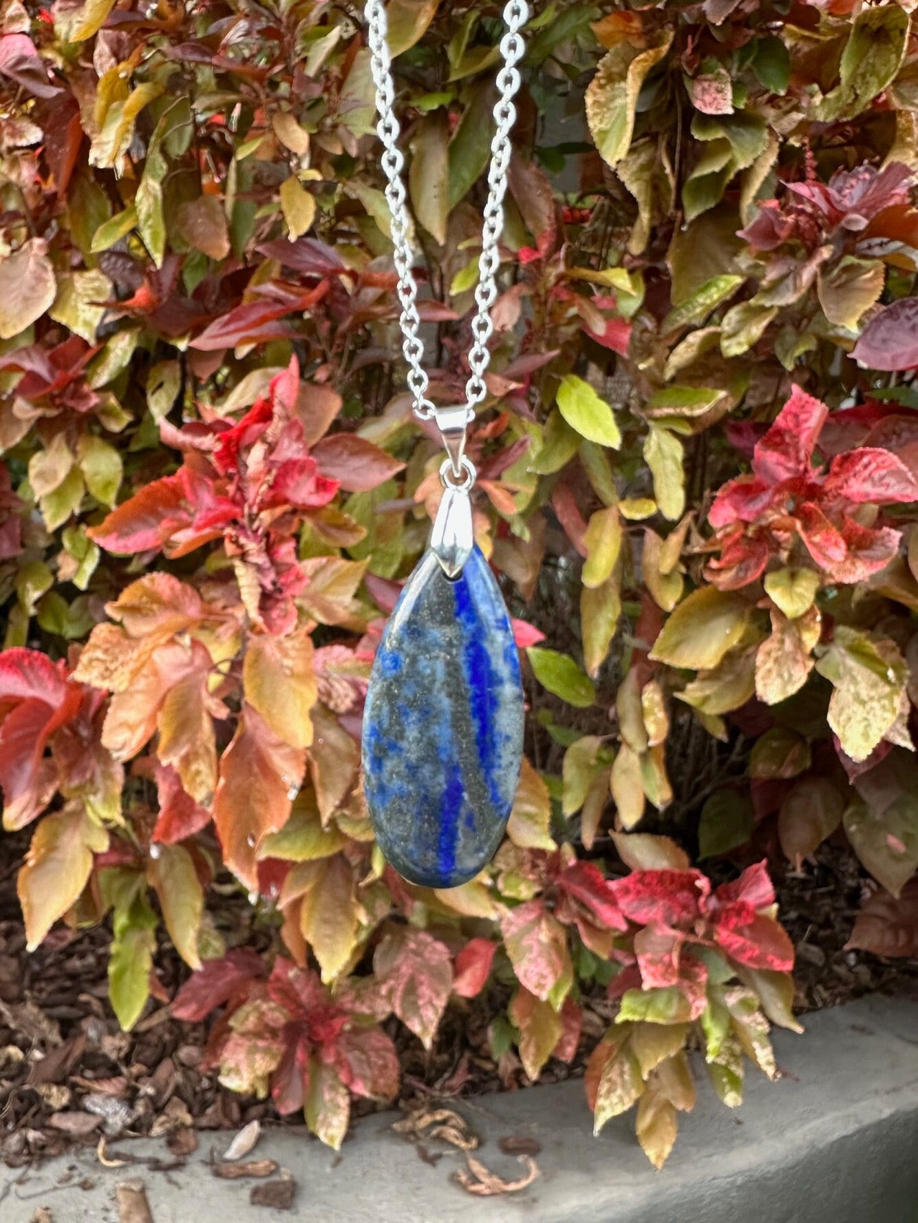 Lapis Lazuli Teardrop Pendant Necklace