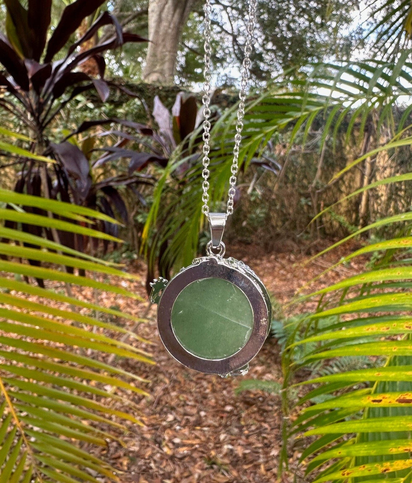 Green Aventurine Dragon Flat Pendant Necklace