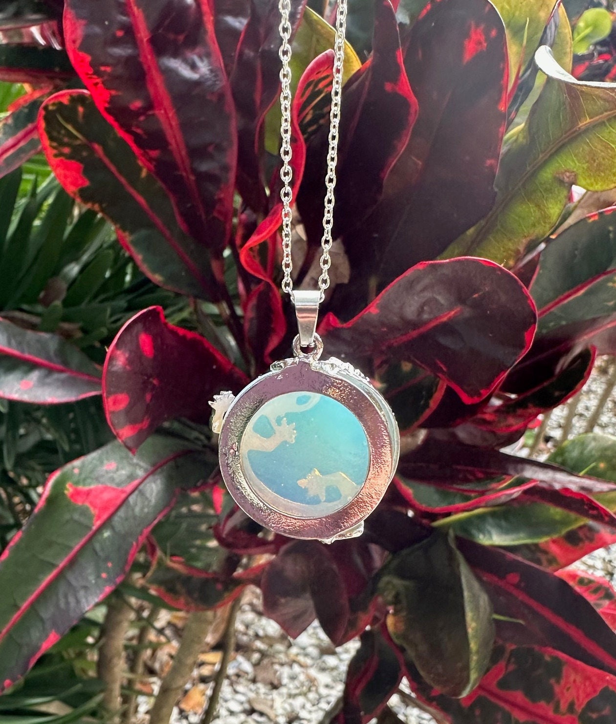 Opalite Dragon Flat Pendant Necklace