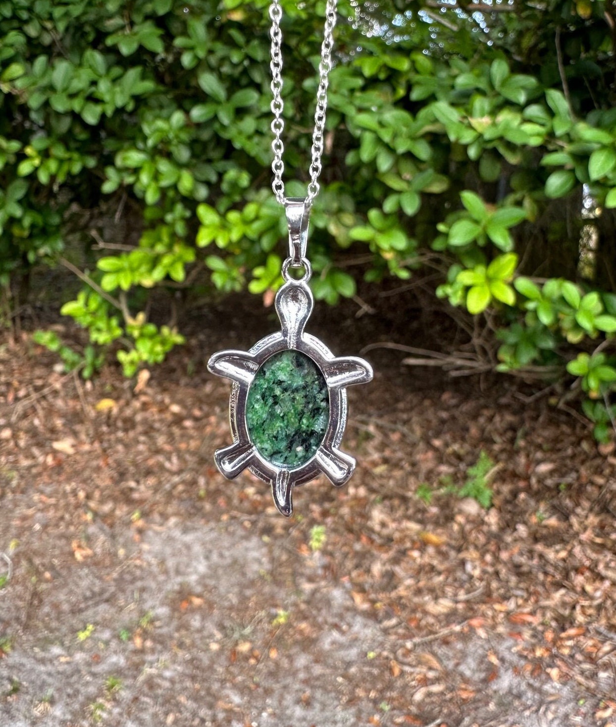 Ruby Zoisite Turtle Pendant Necklace