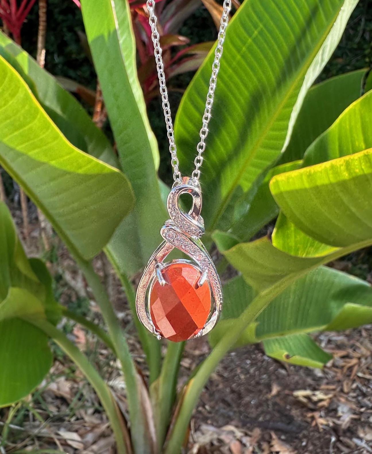 Red Jasper Swirl Pendant Necklace