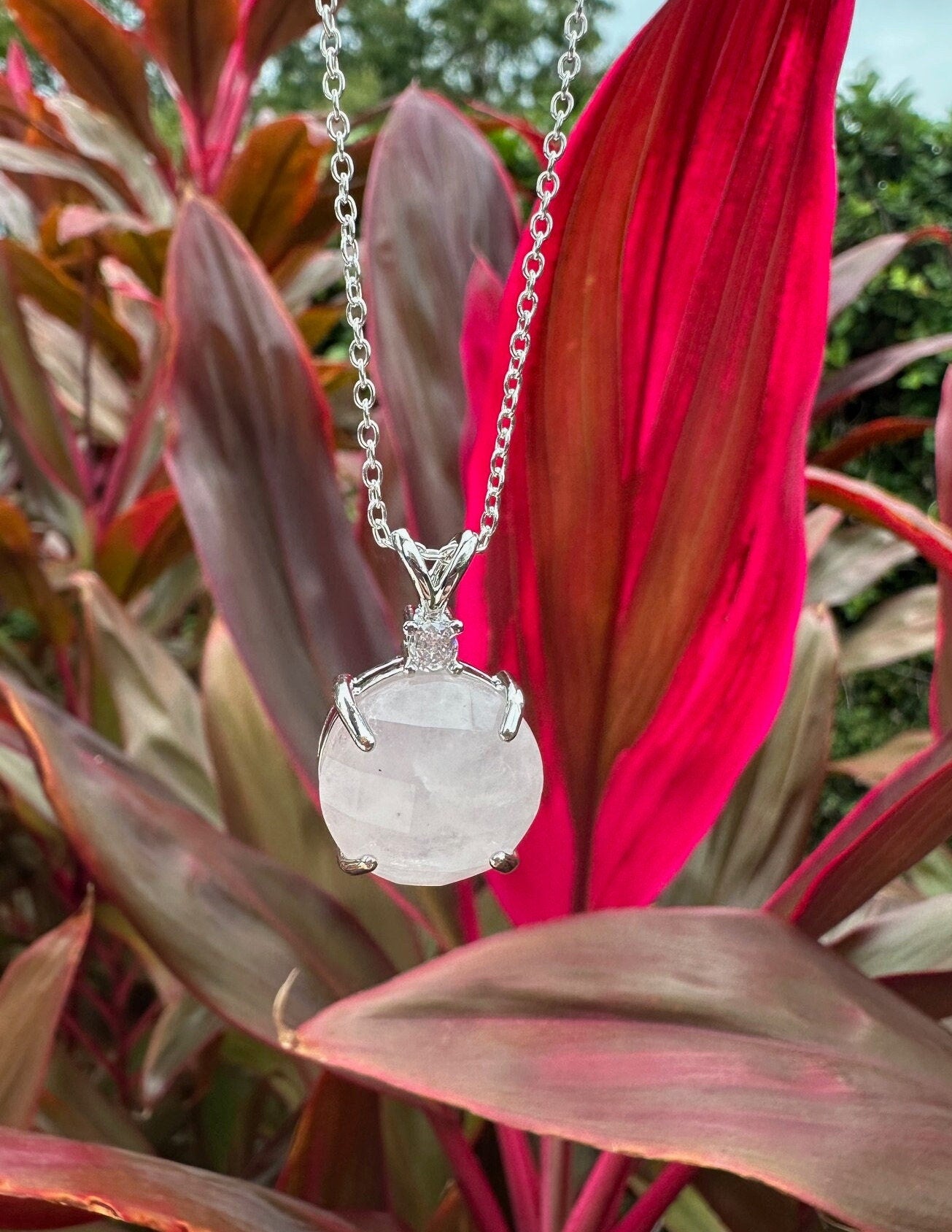 Rose Quartz Prism Pendant Necklace