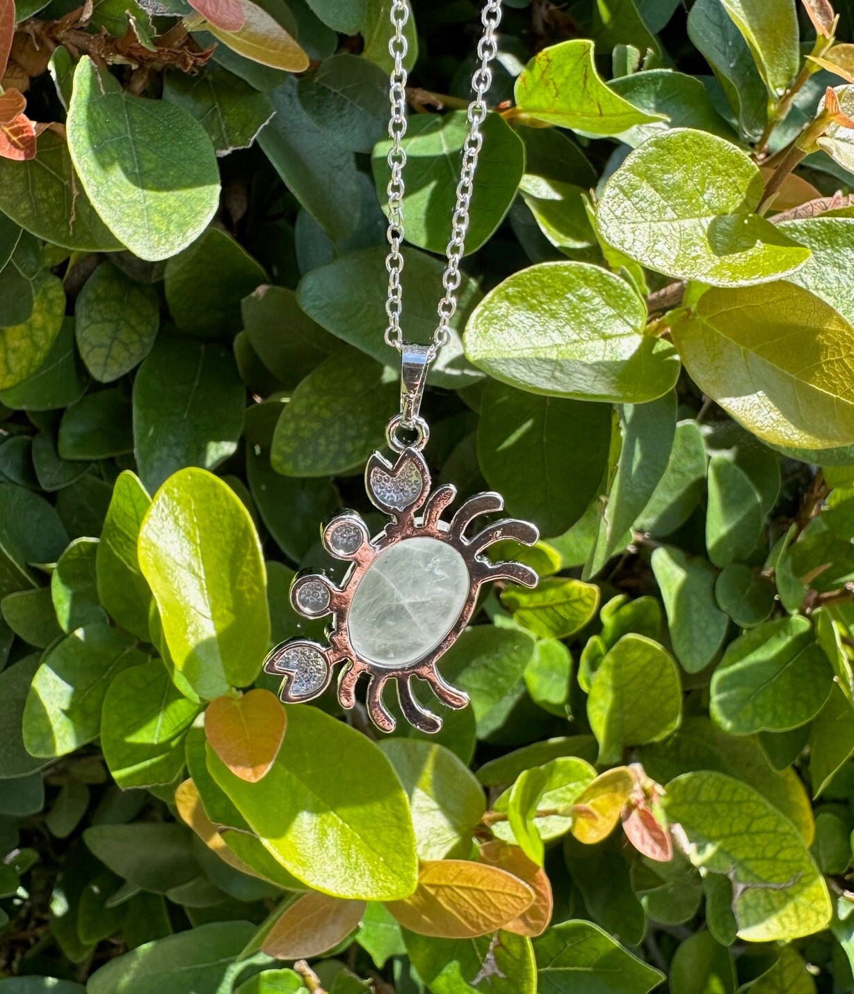 Clear Quartz Crab Pendant Necklace