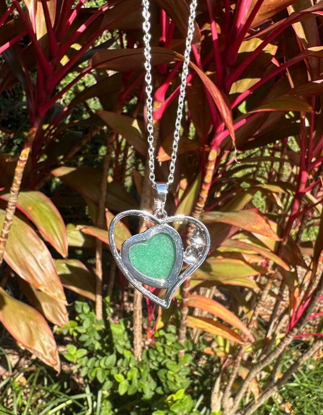 Green Aventurine Heart Pendant Necklace