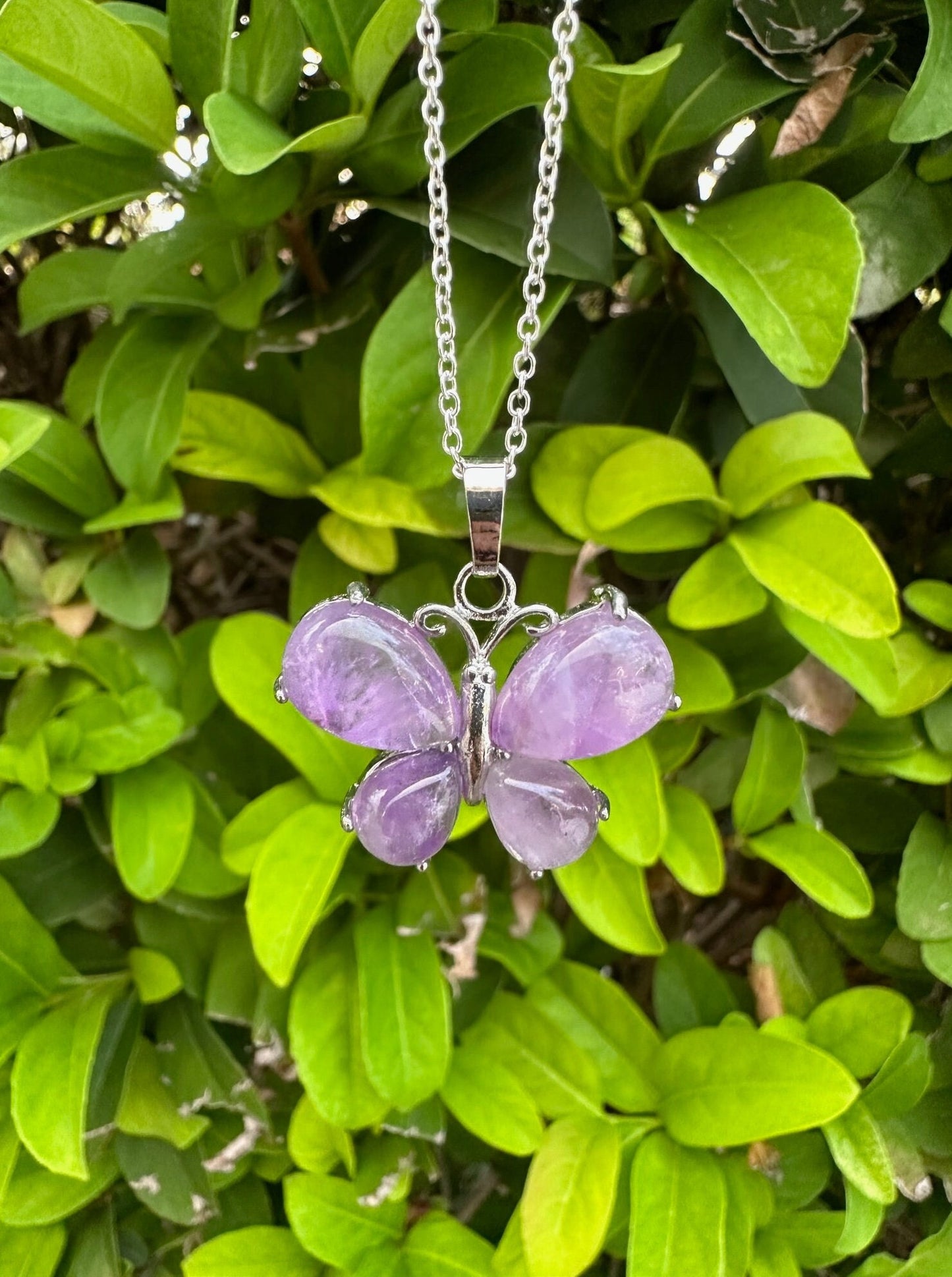 Amethyst Butterfly Pendant Necklace