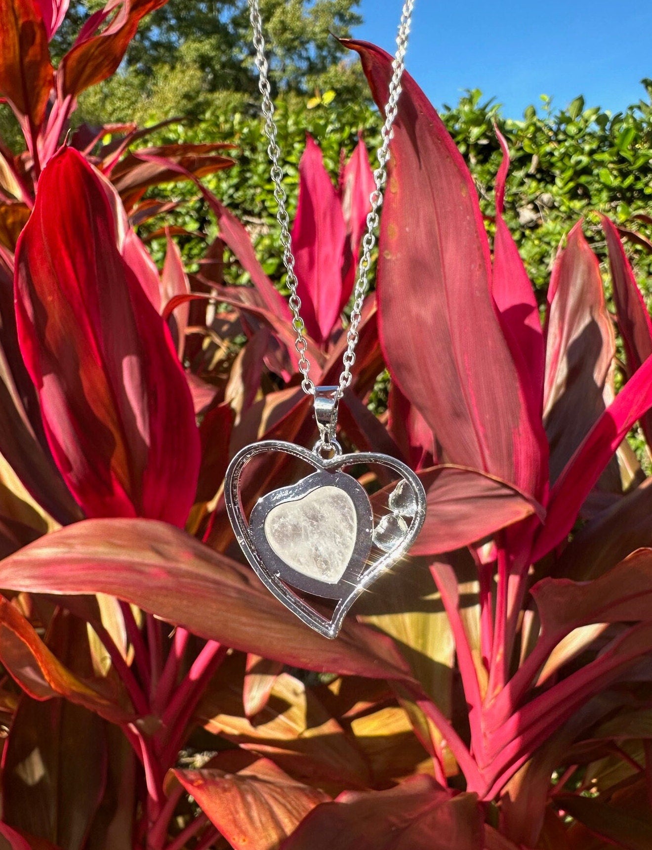 Clear Quartz Heart Pendant Necklace
