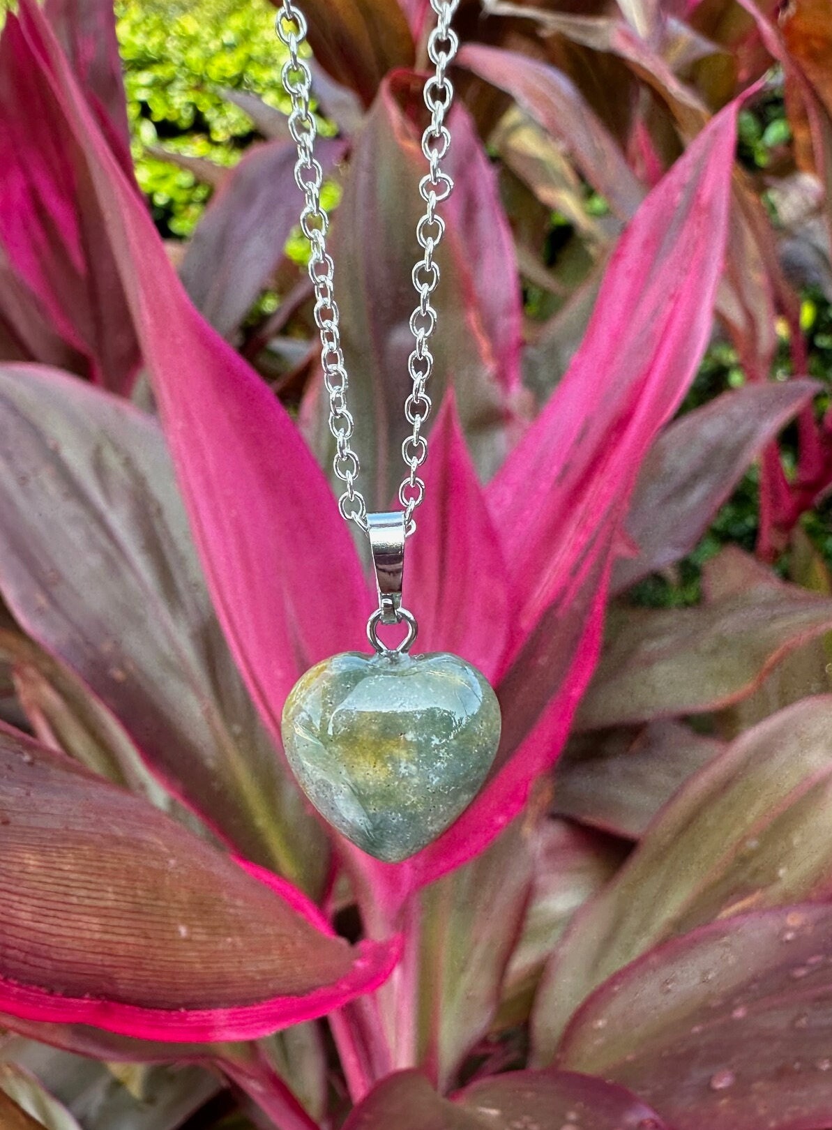 Indian Agate Heart Pendant Necklace