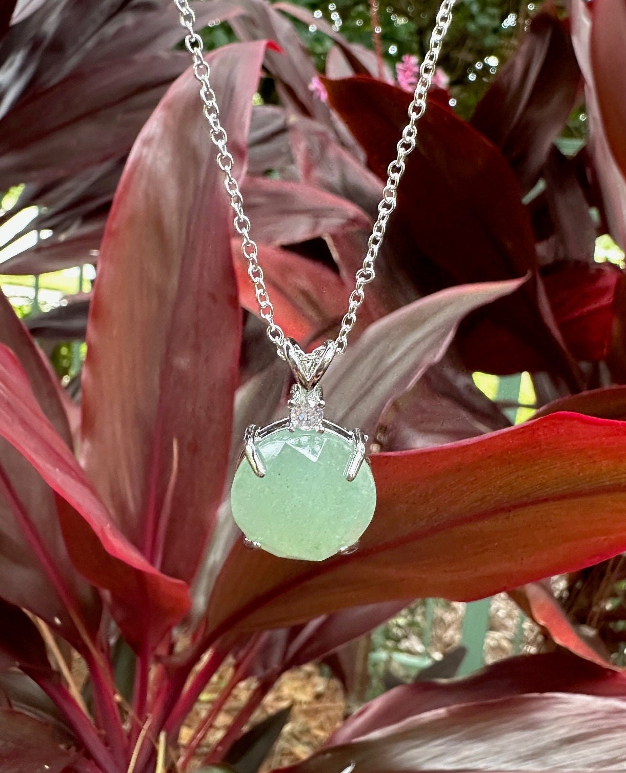 Green Aventurine Prism Pendant Necklace