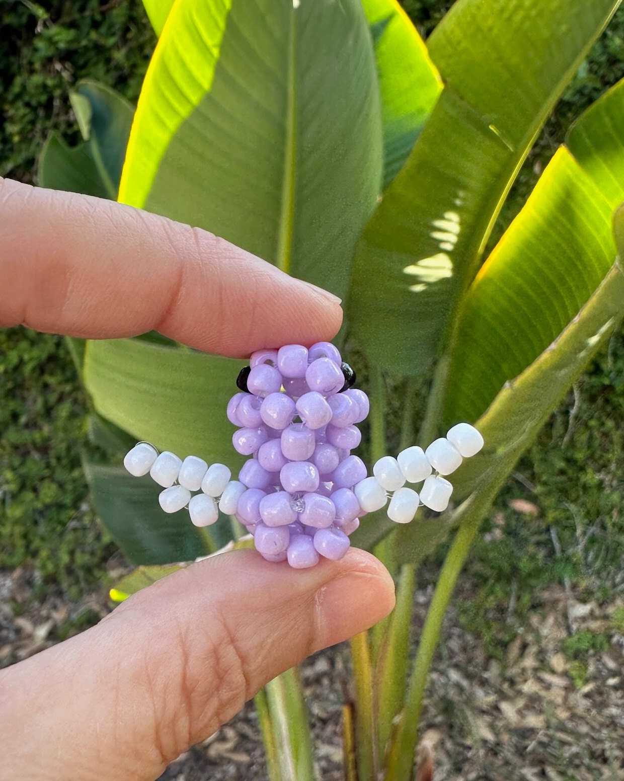 Beaded Lilac Easter Chick Figurine