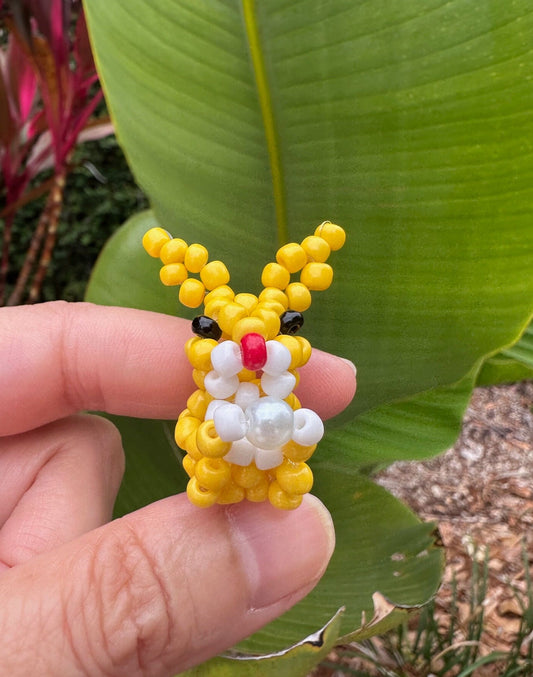 Beaded Yellow Easter Bunny Figurine