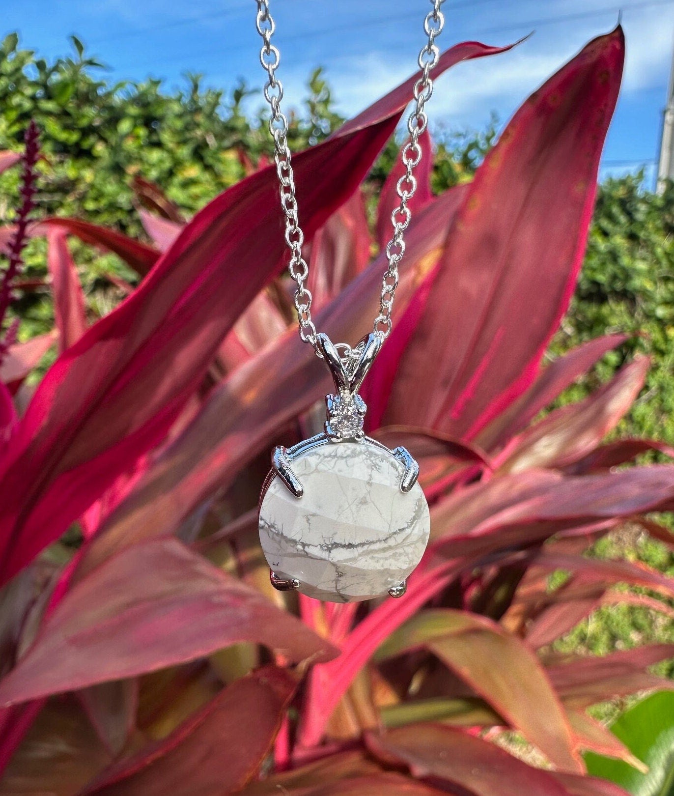 Howlite Prism Pendant Necklace