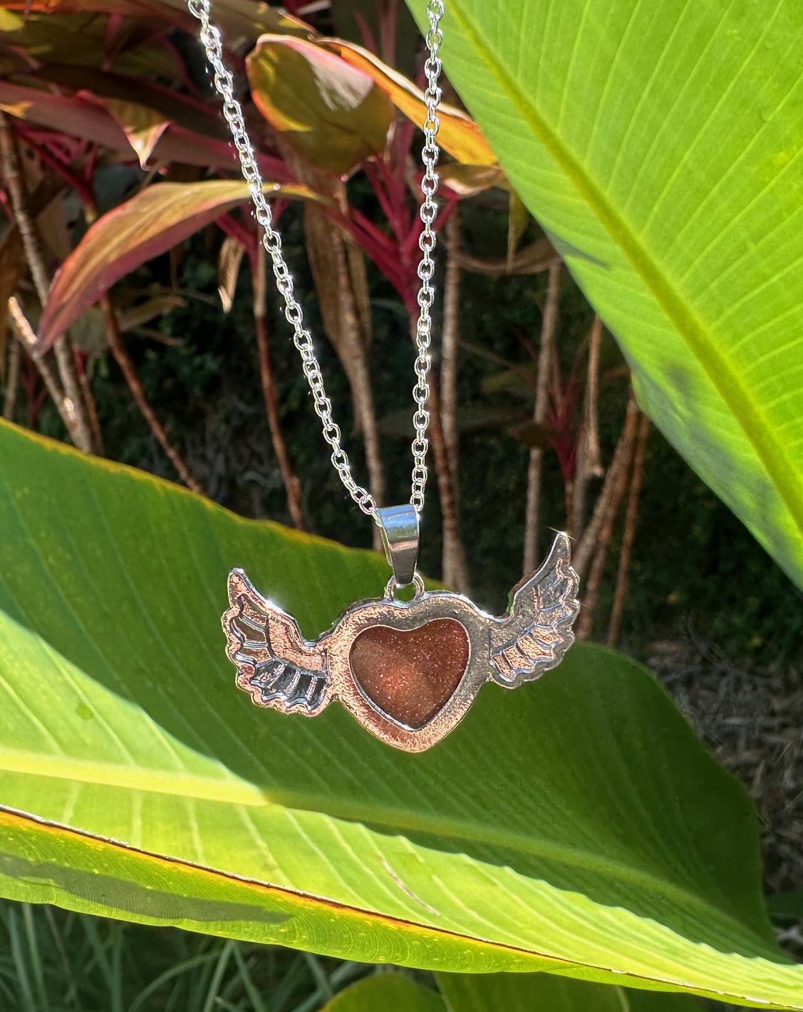 Goldstone Wings Pendant Necklace