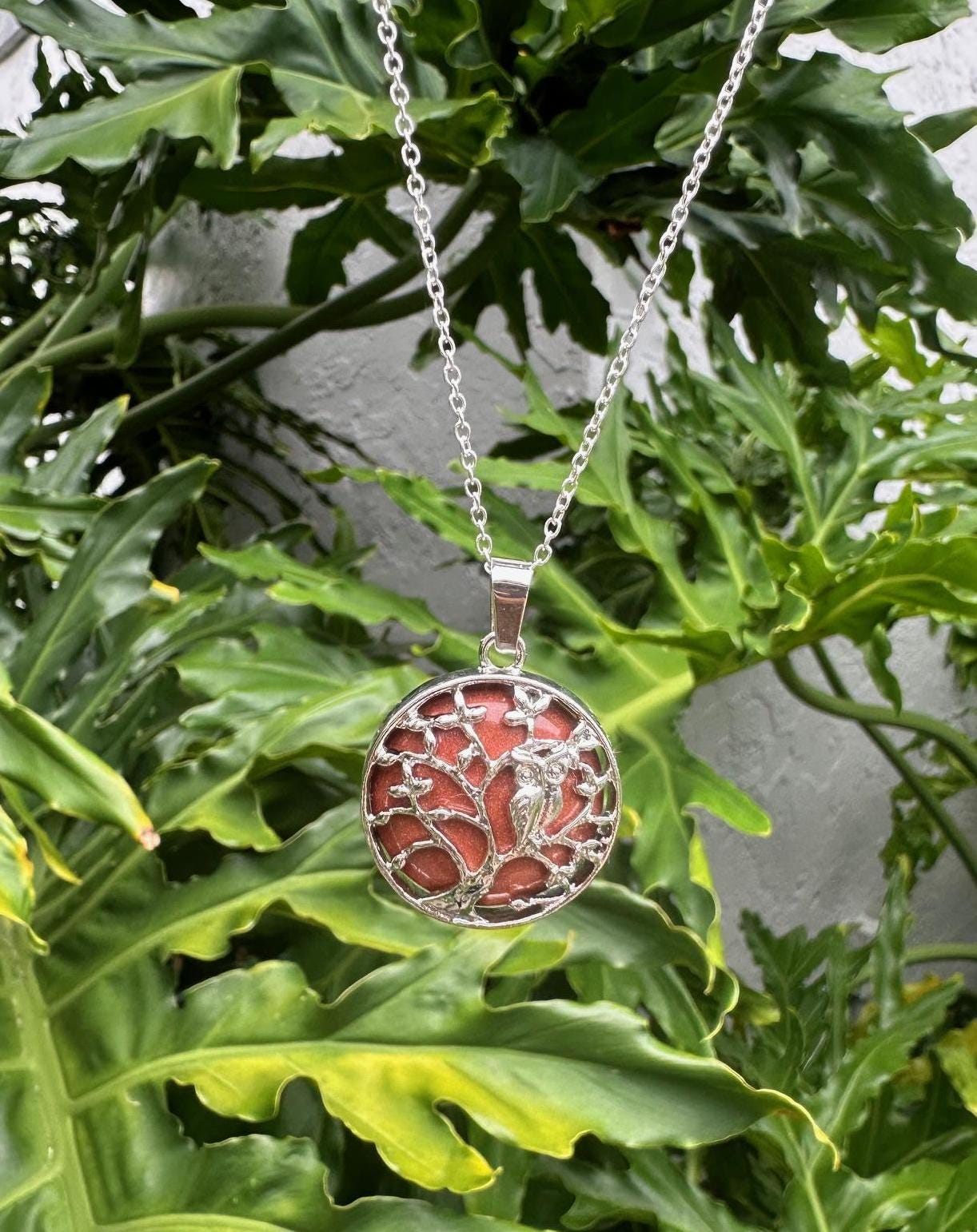 Goldstone Owl Pendant Necklace