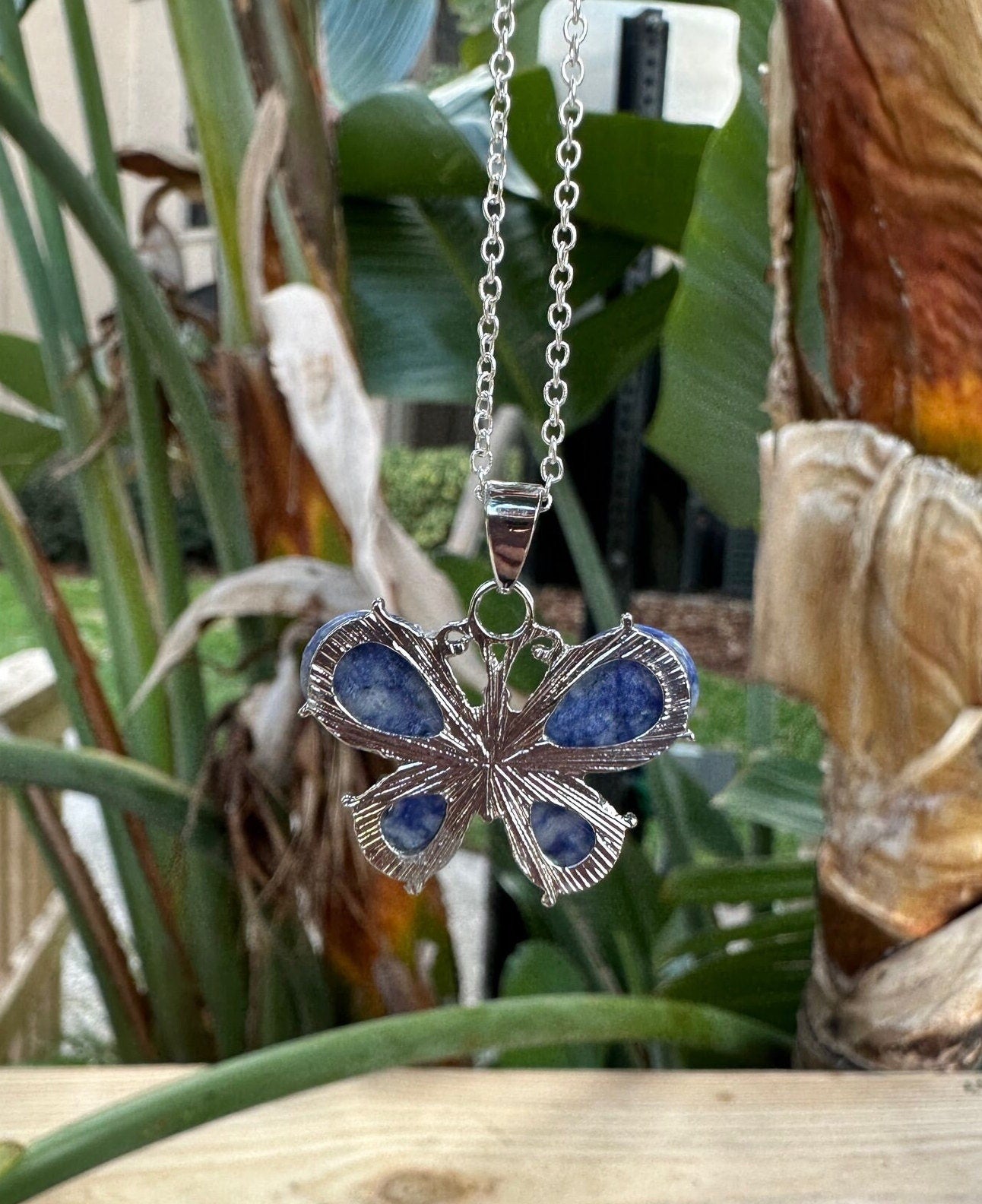 Blue Spot Jasper Butterfly Necklace