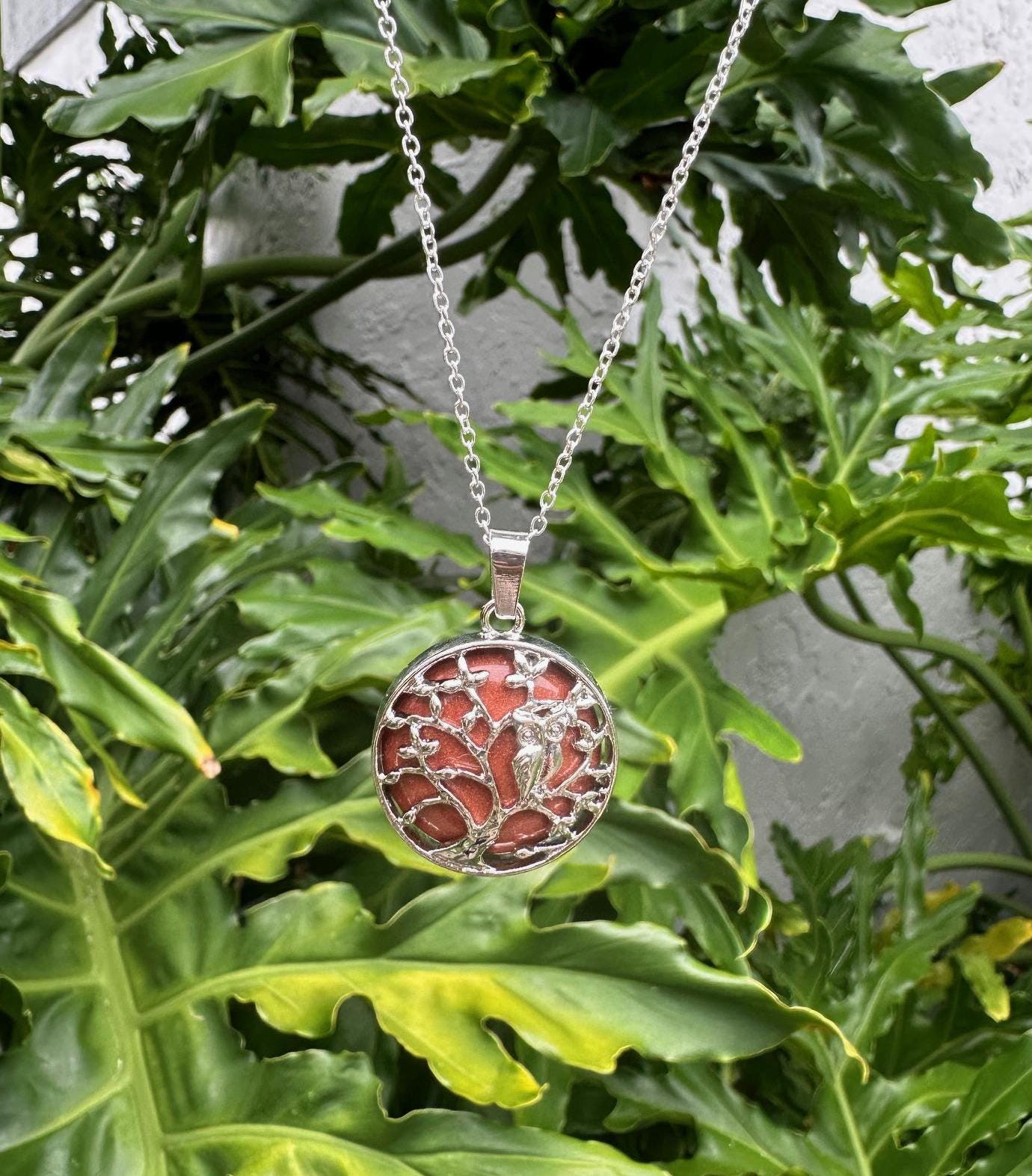Goldstone Owl Pendant Necklace