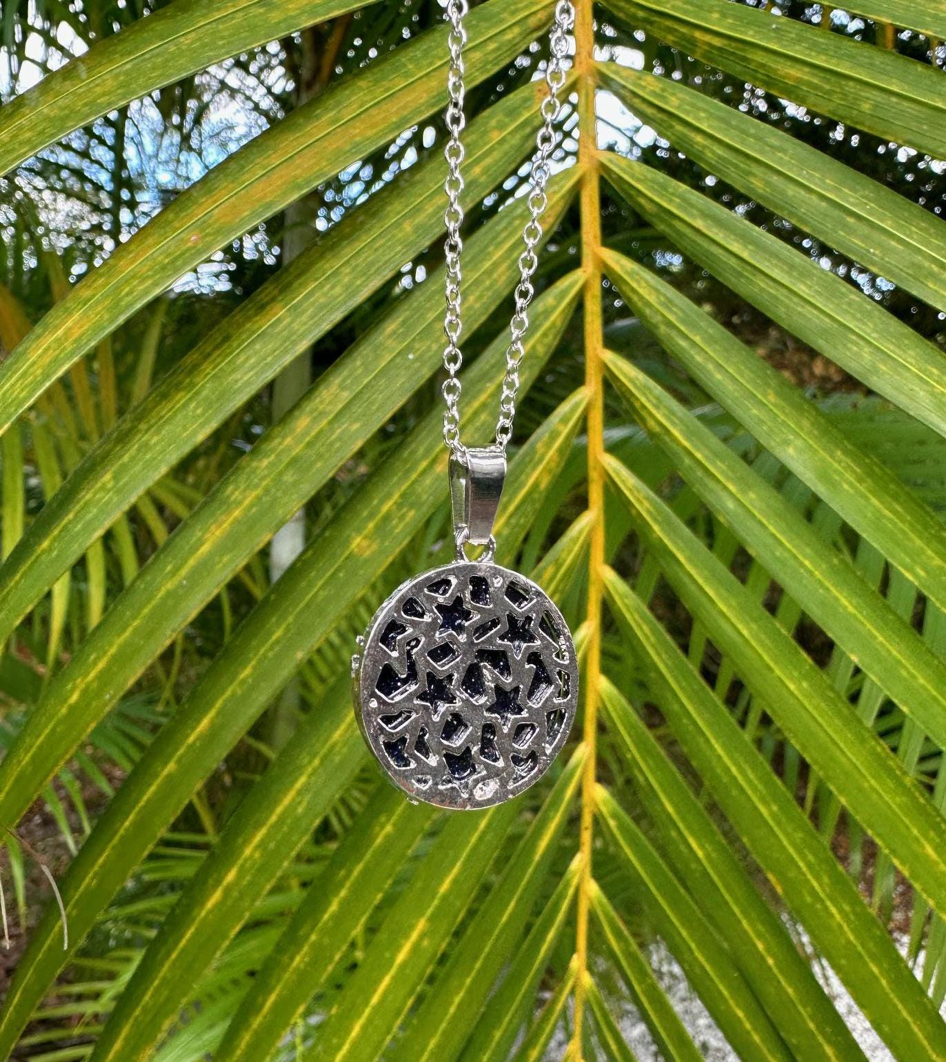 Blue Goldstone Cat Love Pendant Necklace