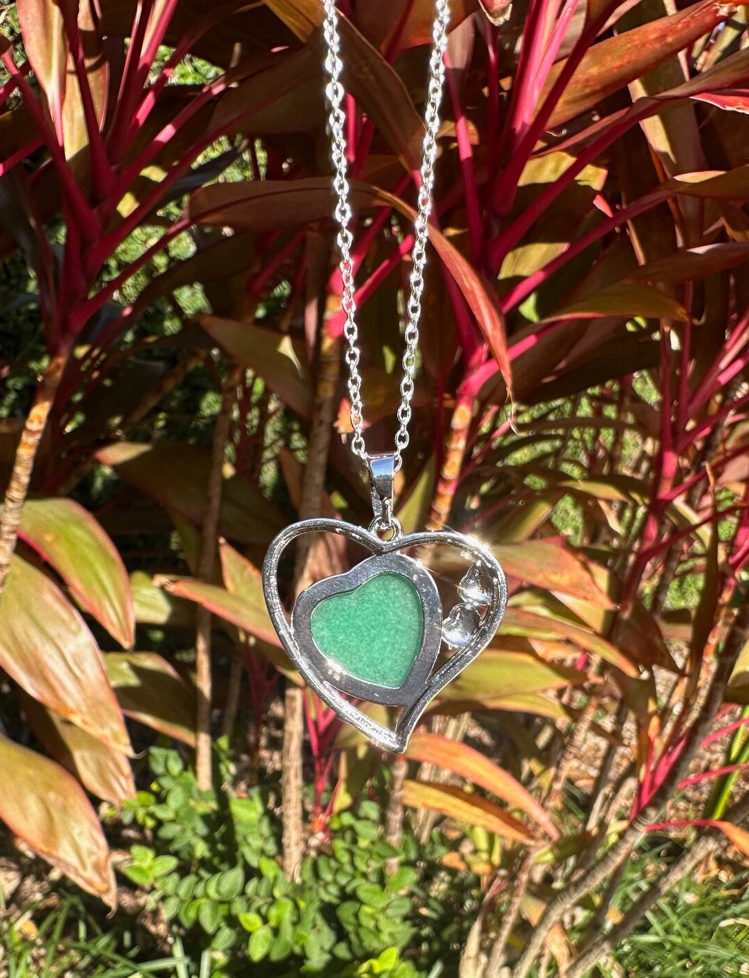 Green Aventurine Heart Pendant Necklace