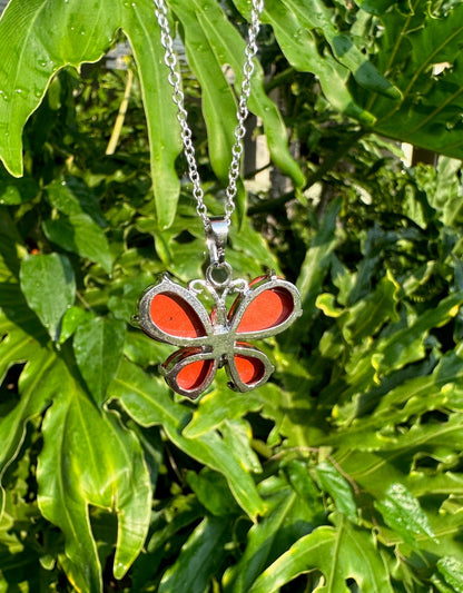 Red Jasper Butterfly Pendant Necklace