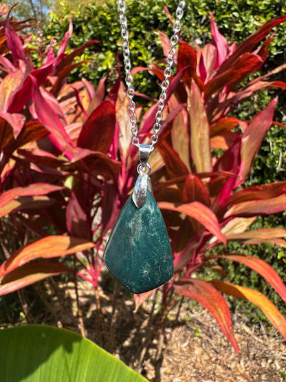 Indian Bloodstone Shield Pendant Necklace
