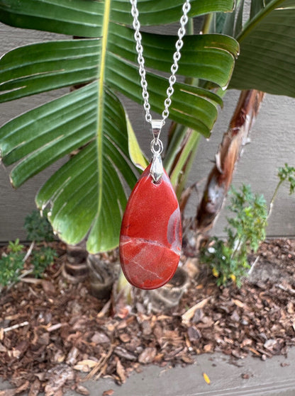 Red Jasper Teardrop Pendant Necklace