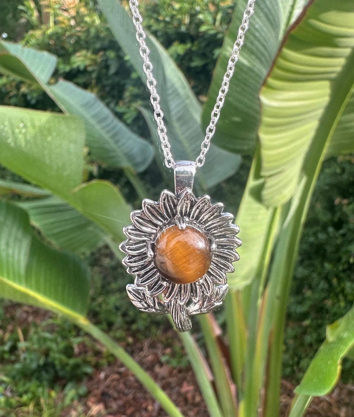 Tiger Eye Sunflower Necklace