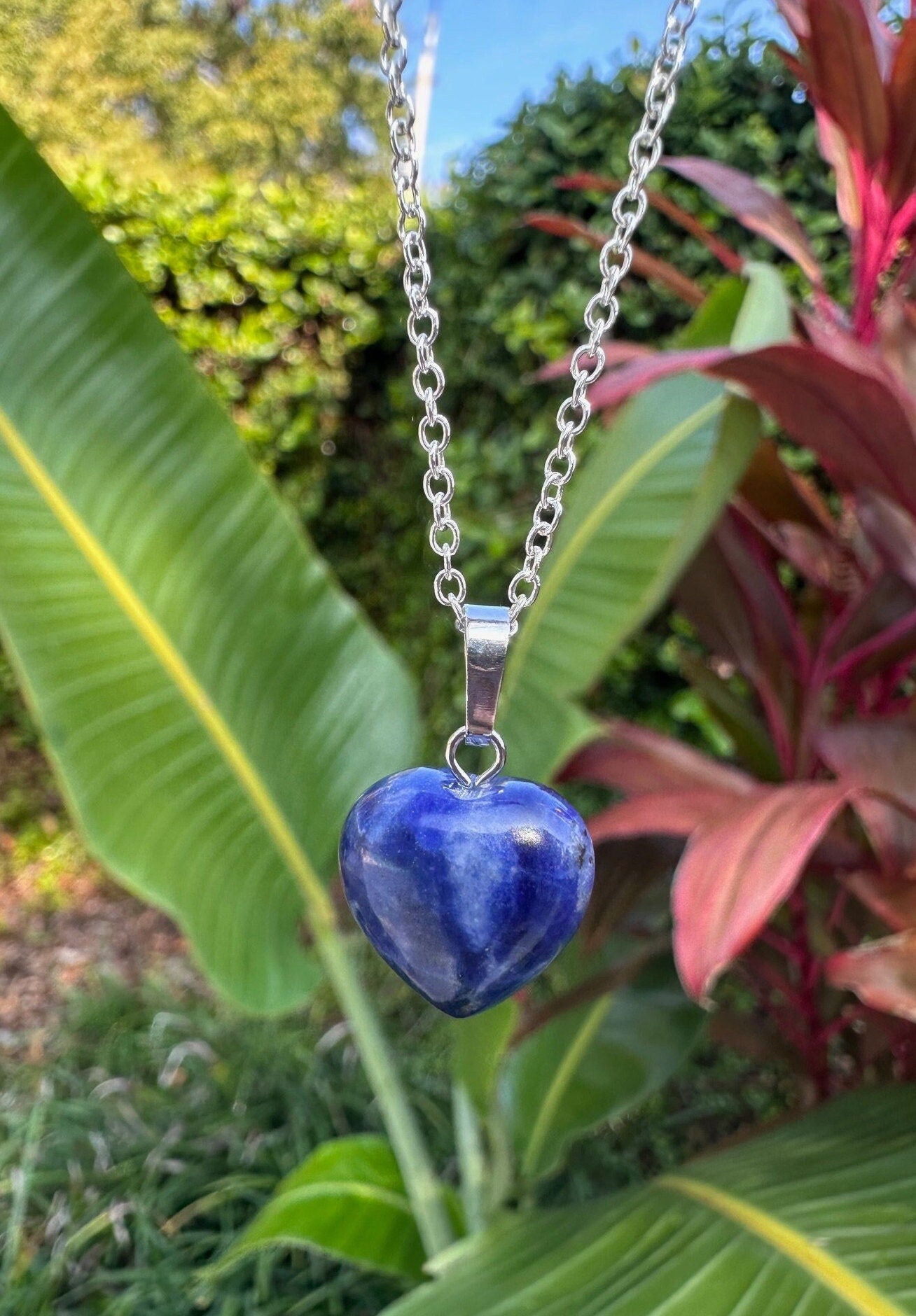 Sodalite Heart Pendant Necklace