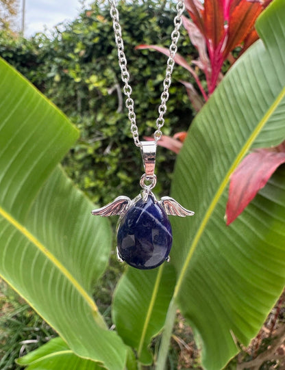 Sodalite Angelic Egg Pendant Necklace