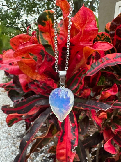 Clear Opalite Acorn Pendant Necklace