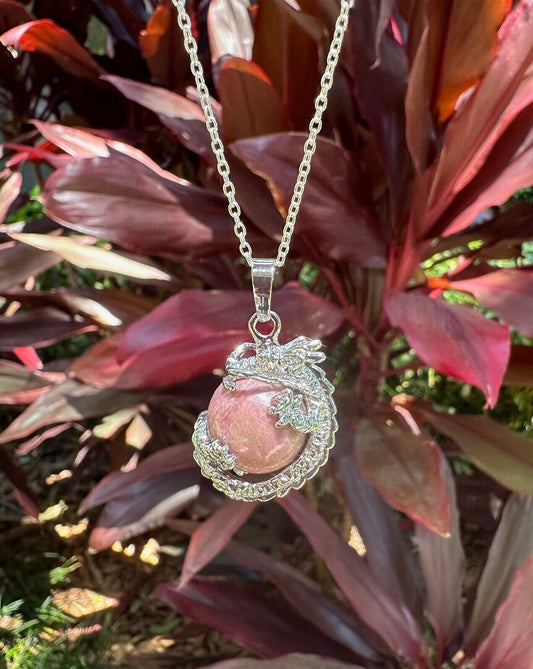 Rhodonite Dragon Ball Necklace