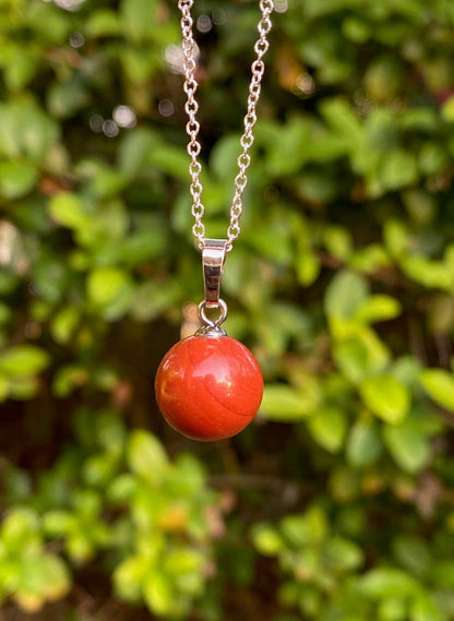 Dainty Red Jasper Ball Necklace