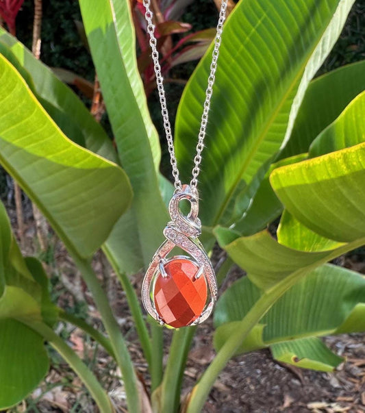 Red Jasper Swirl Pendant Necklace
